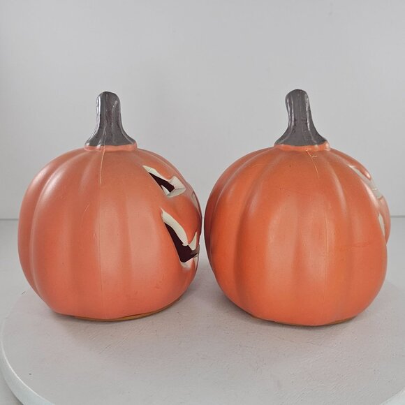 Set Of 2 Gemmy Light-Up Halloween Jack-O-Lantern Decorations Pumpkin - Picture 7 of 9